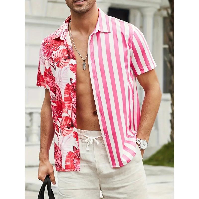 Hawaiian Men's Short Sleeve Shirt Summer Seaside Resort Men's Casual Shirt Beach Party Short Sleeve Shirt Marine Animal Print