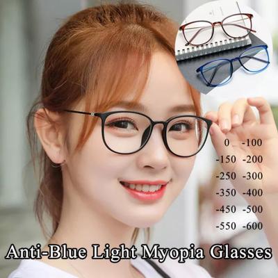 Women Myopia Glasses Men Vintage Blue Light Blocking Eyeglasses Square Small Frame Optical Nearsighted Eyewear 0 To -600