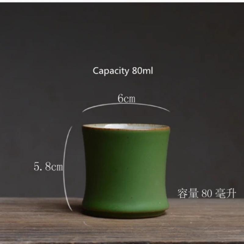 

80 мл Китайская керамическая чайная чашка с зеленой глазурью Красивый чайный набор Кунг-фу с бамбуковой подставкой для чайной церемонии, Дзен-медитации, подарок 80ml