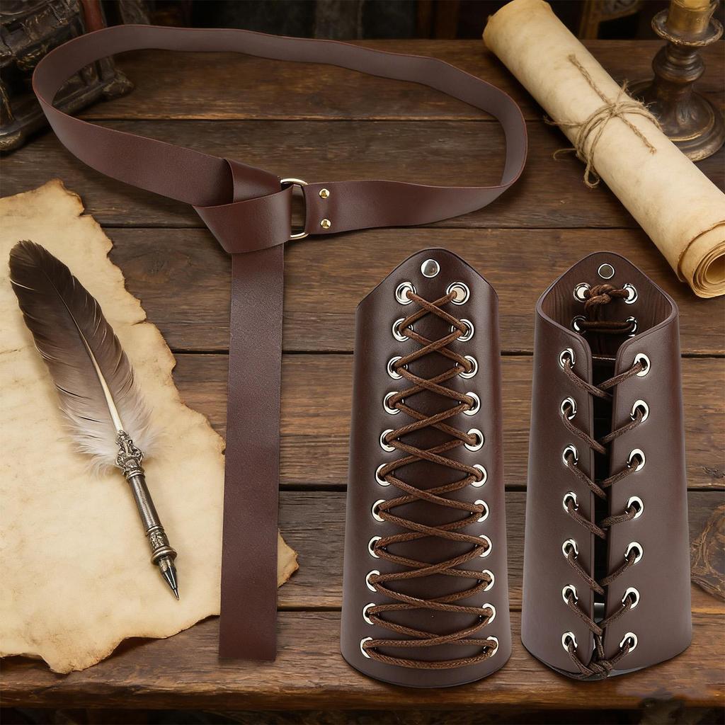 Medieval Knight Belt Arm Bracers Pirate Prop for Adults
