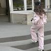 Frühlings-Herbst Kapuzenjacke & Hose für Kinder Mädchen Koreanischer Stil Schleife Sportbekleidungsset