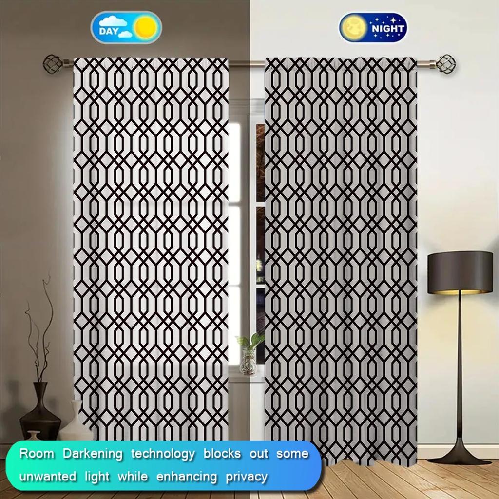 2 Piece Geometric Stripe Pattern Curtains   Suitable for Gifting To Family and Friends