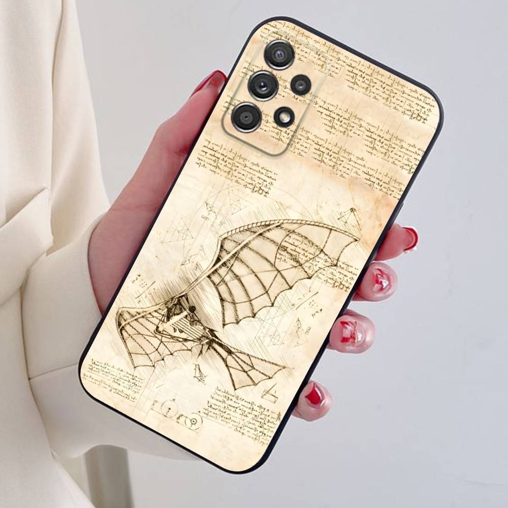 L-Leonardo da Art Vinci Phone Case For Samsung S24,21,22,23,30,Ultra,20,Plus,Note,10,9,Black soft silicone case