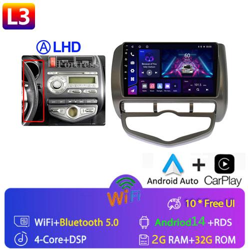 Android 14 Radio For Honda JAZZ City 2002 2003 2004 2005-2007 Car Stereo Multimedia Player Carplay Auto GPS Navigation 2DIN DSP