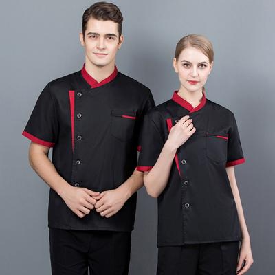 Unisex Chef Uniform Korte Mouwen Ademend Comfortabel Opstaande Kraag Patchzak Jas Restaurant Keuken Bakker Kok Uniform Shirt Culinaire Werk
