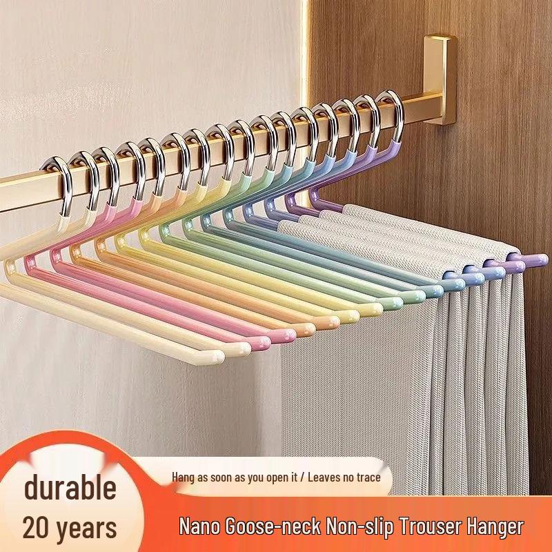 Non-slip Stainless Steel Goose-shaped Trouser Hanger with Pant Clips