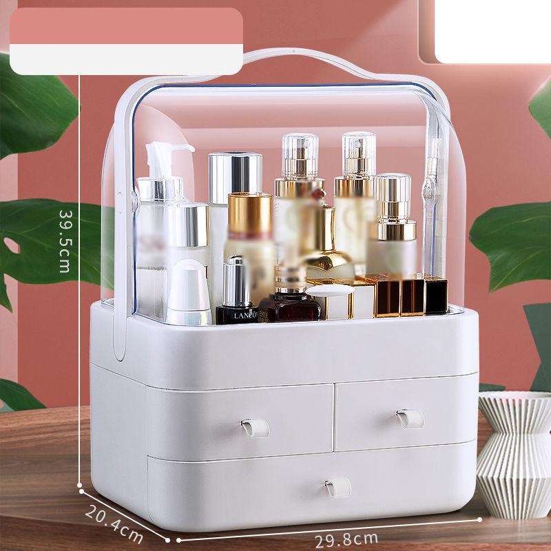 

Ящик для хранения косметики, пылезащитный настольный органайзер для макияжа с ящиком для средств по уходу за кожей, полка для хранения косметики в доме XL белый