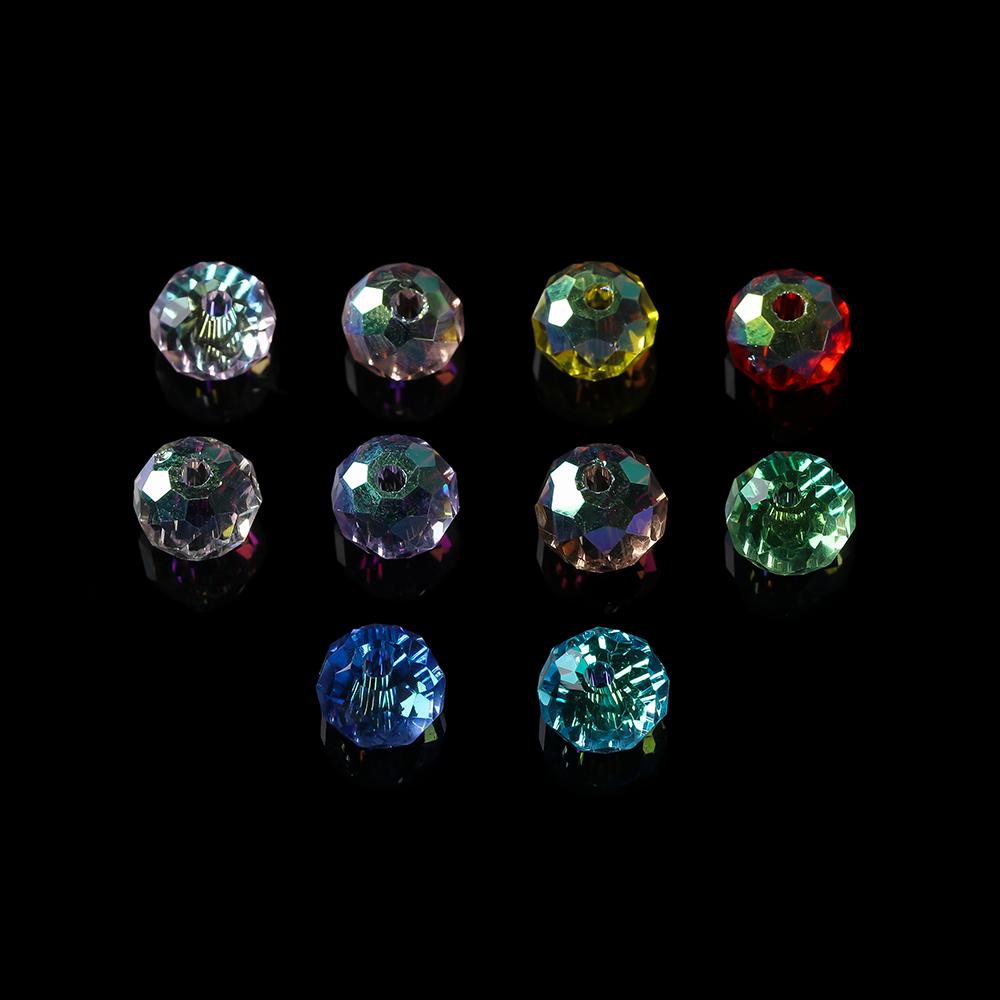 50pcs/lot 4mm 6mm Round Crystal Beads Shiny Faceted Glass Beads Loose Spacer Beads for Jewerly Making Bracelet Necklace