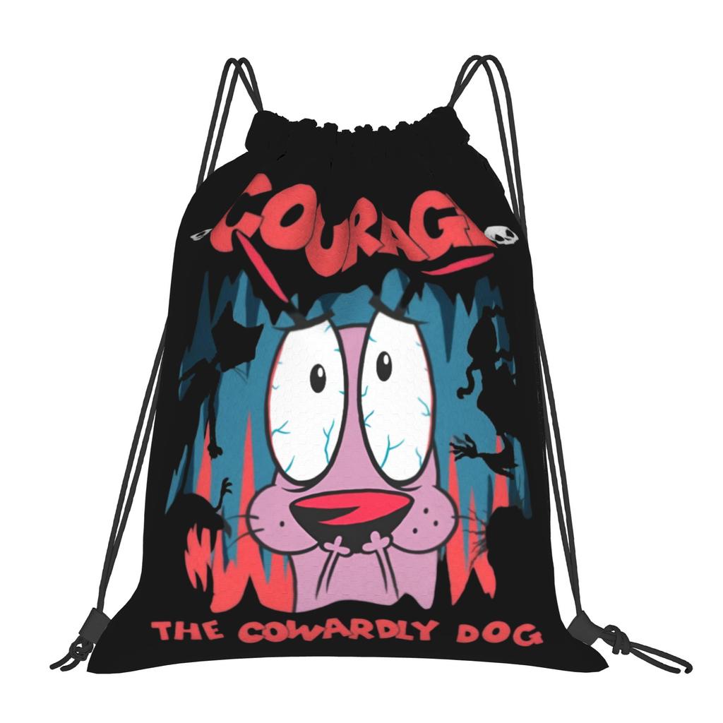 Custom Cowardlyes Dogs Anime Drawstring Bag for Training Yoga Backpacks Men Women Slapstick Sports Gym Sackpack