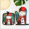 2-teiliges/Set Weihnachtsbedruckte Ofenhandschuhe, Hitzebeständig und Hitzebeständiges Mikrowellen-Ofenhandschuh-Set