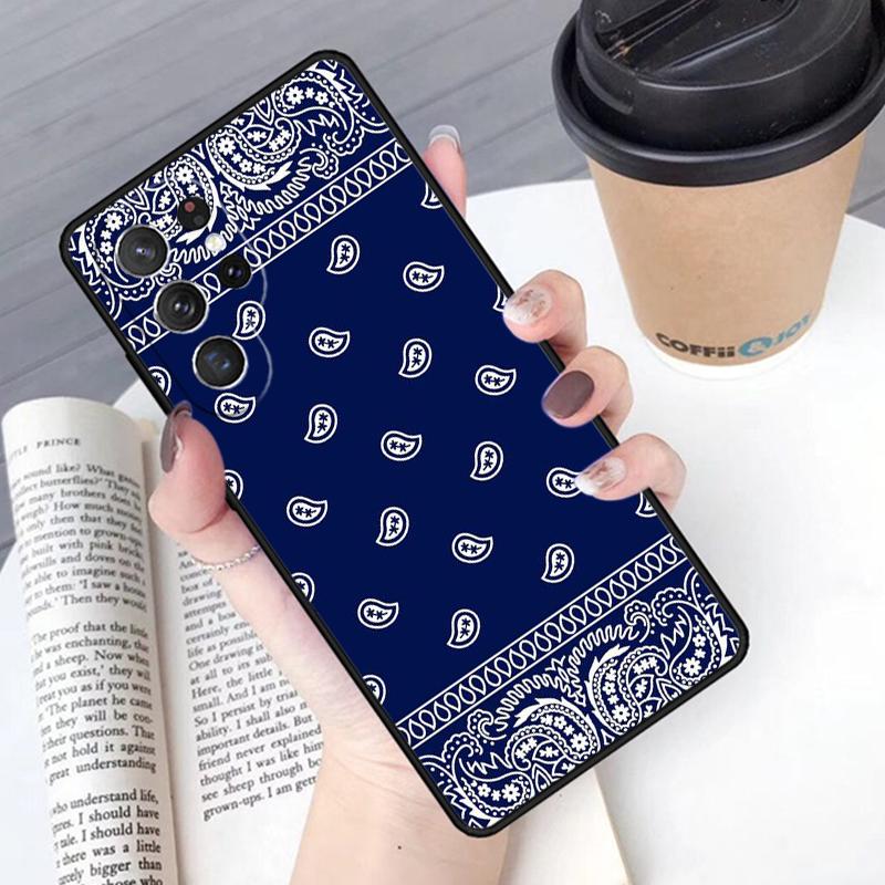 Black Bandana Paisley phone case Cover For Samsung Galaxy S24 S25 Ultra S21 S22 Ultra S10E Note 10 Plus Note 20 FE S23