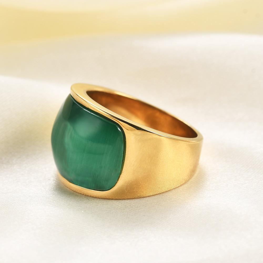 Kreativer Edelstahl Katzenaugenring Titanstahl Verstellbarer Statement Fingerring für Damen Herren