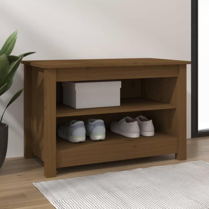 VidaXL Shoe Cabinet Honey Brown 70x38x45.5 Cm Solid Pine 813772