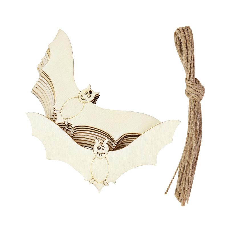 10Pcs Halloween Decoration Wooden Ornaments Pumpkin Ghost Bat Hanging Pendant Happy Halloween Party Home DIY Craft Kids Toy Gift
