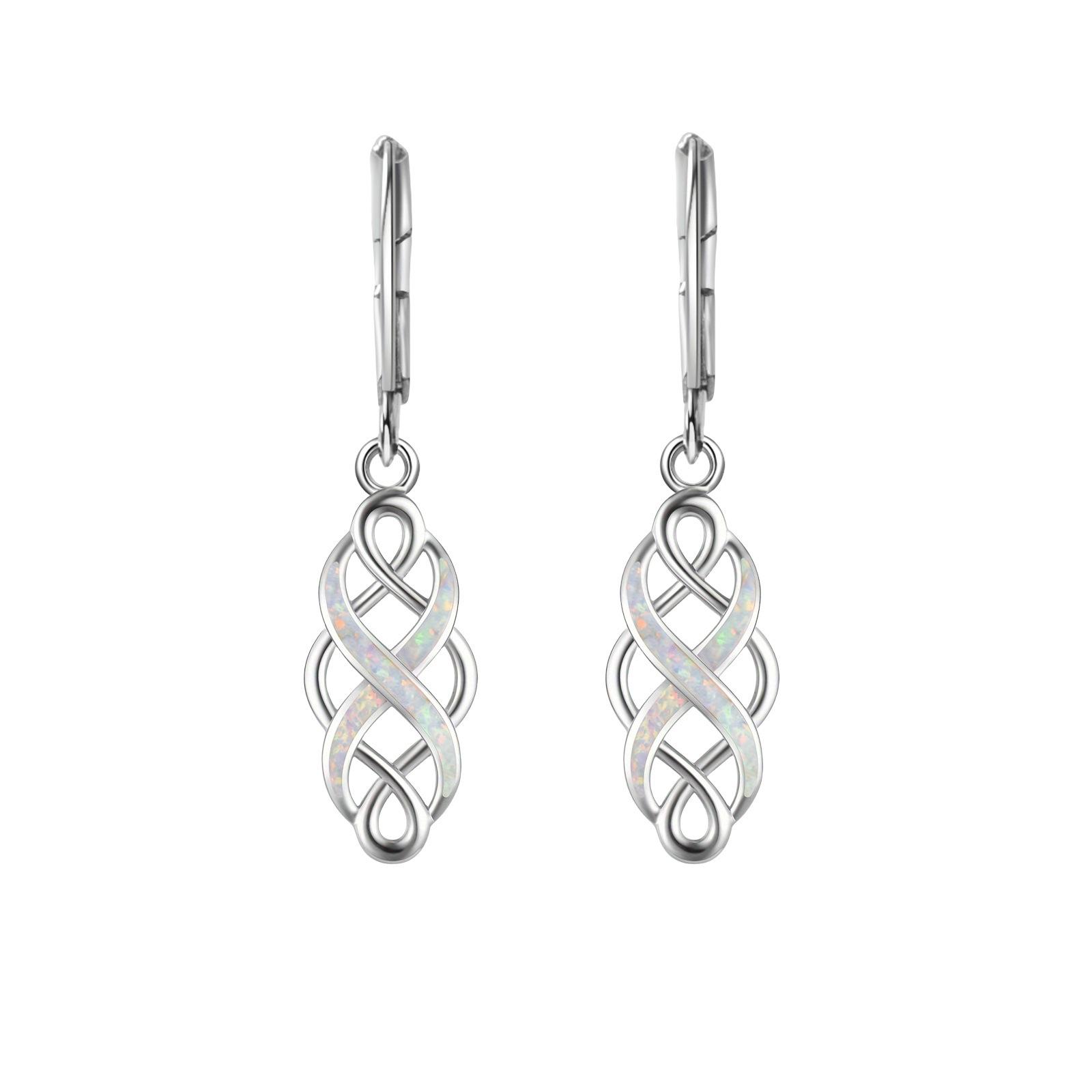 Опаловые серьги-кольца «Бесконечность» в гавайском морском стиле белый