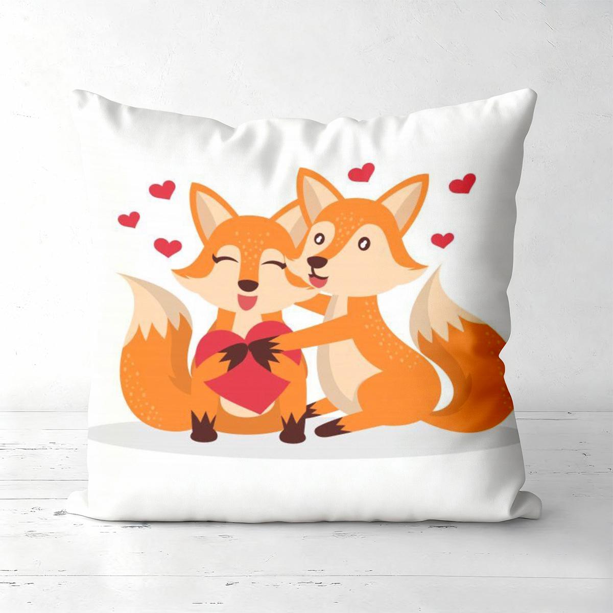 

Cute Fox Pillow Covers I Love You Mom Valentine Polyester pillowcase sofa decorative cushion cov Headboard Pillow 40cmx40cm