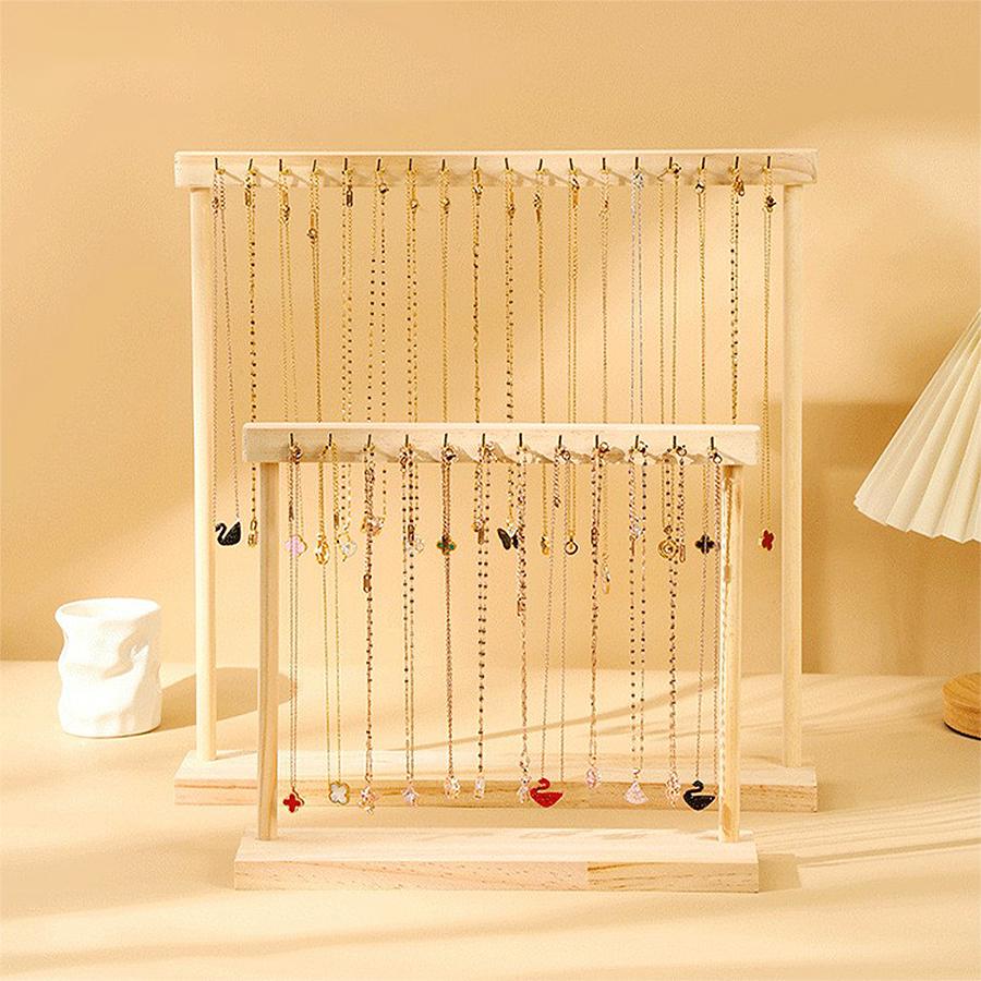 1pc, Solid Wood Necklace Hook Display Stand