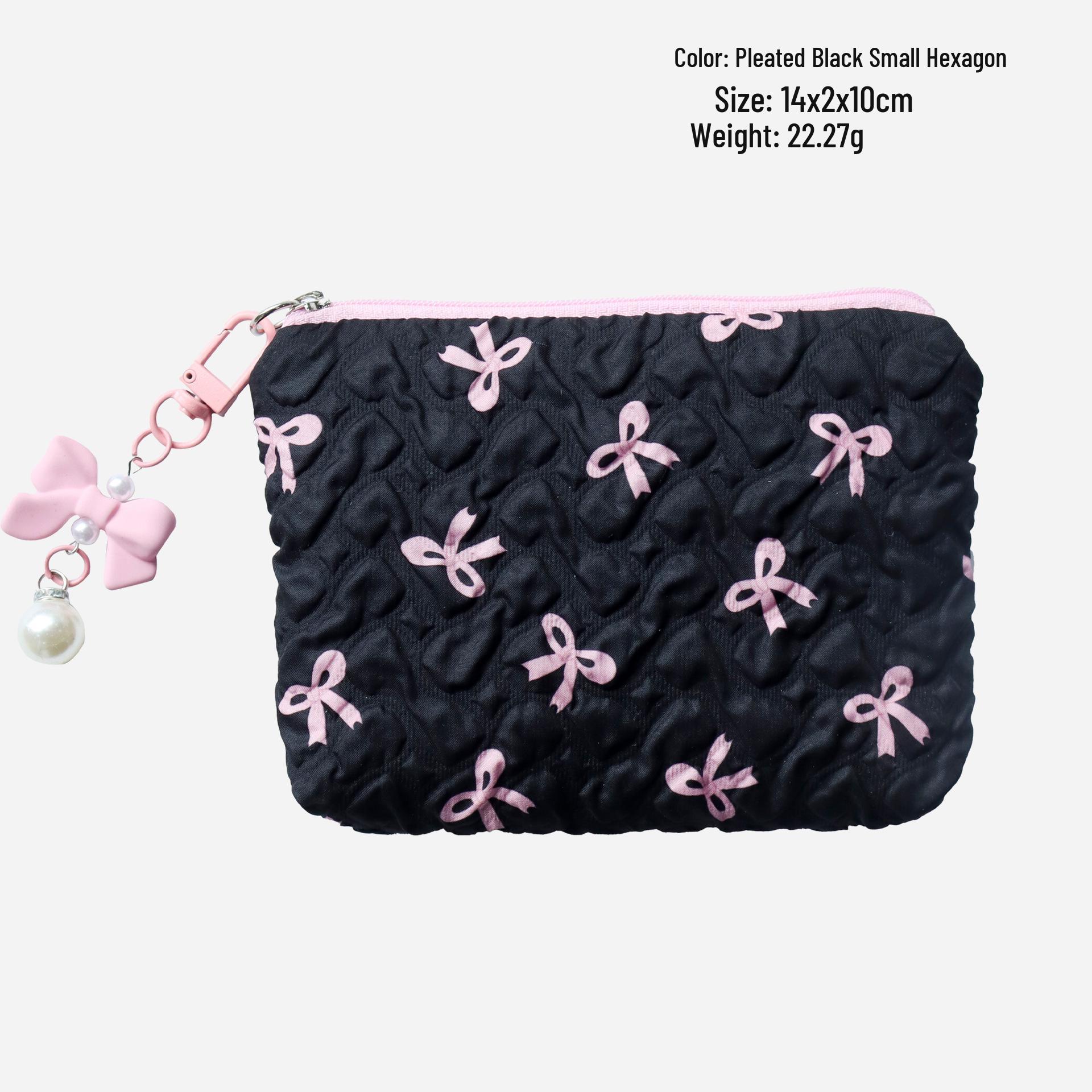 

High-Capacity Cute Bow Cosmetic Handbag and Coin Purse