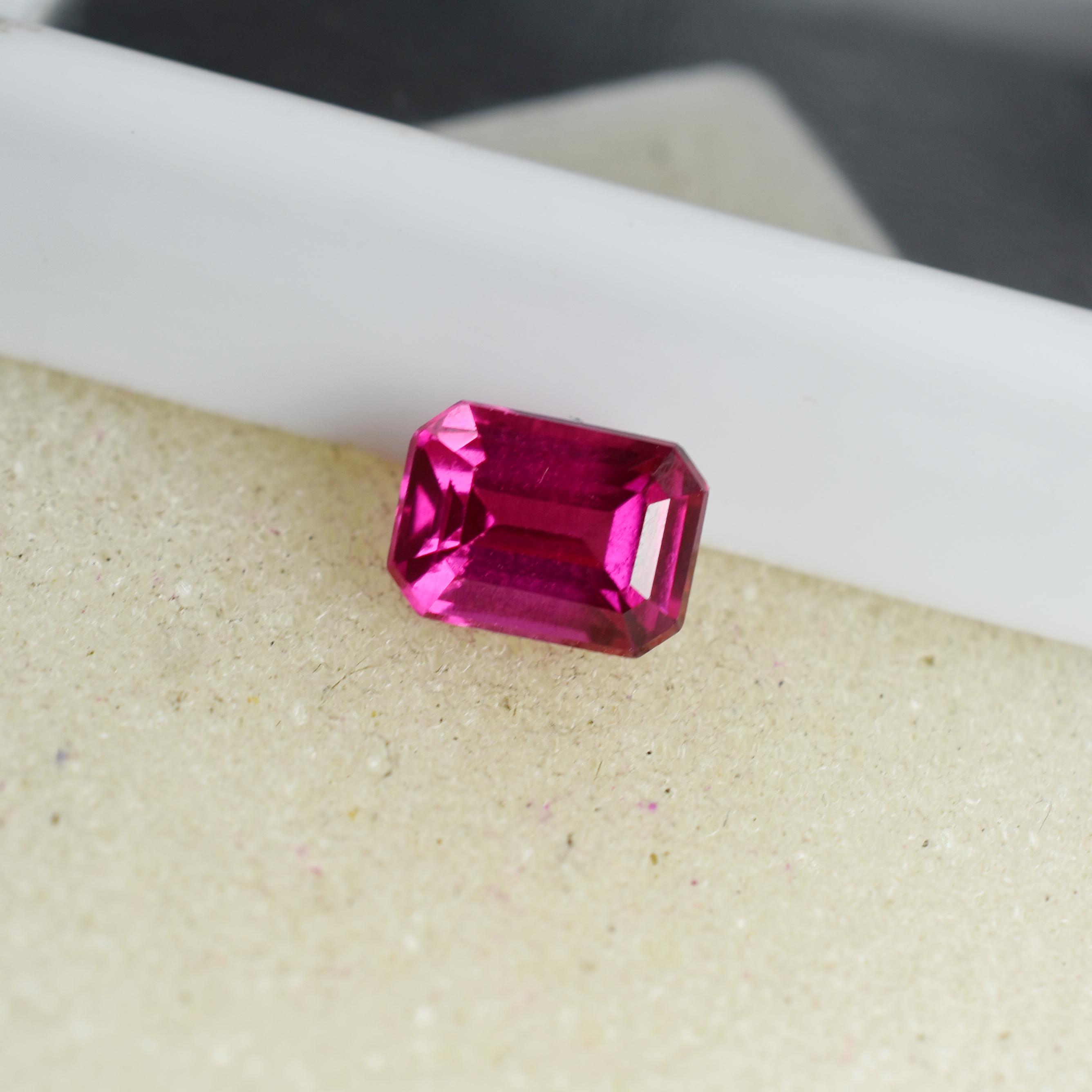 

Beautiful Pink Ruby Natural 2.90 Ct Emerald Cut CERTIFIED Loose Gemstone M-902-Ra 8.5 mm approx рожевий