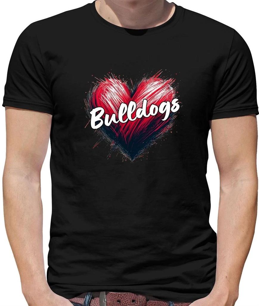 Love Heart Bulldogs - Mens T-Shirt - English French American Bull Dogs Dog