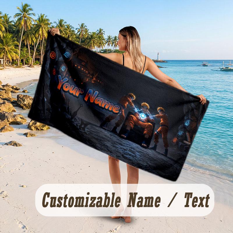 Custom Name Large Beach Towel,Naruto Quick Absorbent Towel For Outdoor Travel Poolside