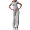 Ensemble Short à Manches Courtes Décontracté pour Femme et Pantalon Long pour Yoga, Sport, Vêtement d'Intérieur