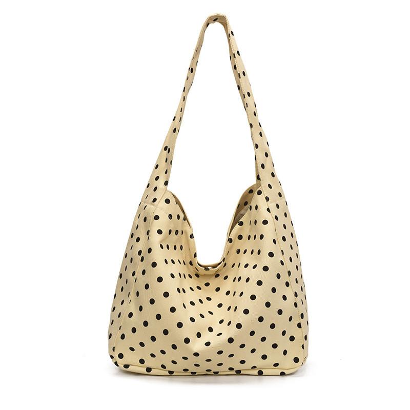 Polka Fashion Dot Leopard Print Pattern Women Large Capacity Canvas Tote Bag