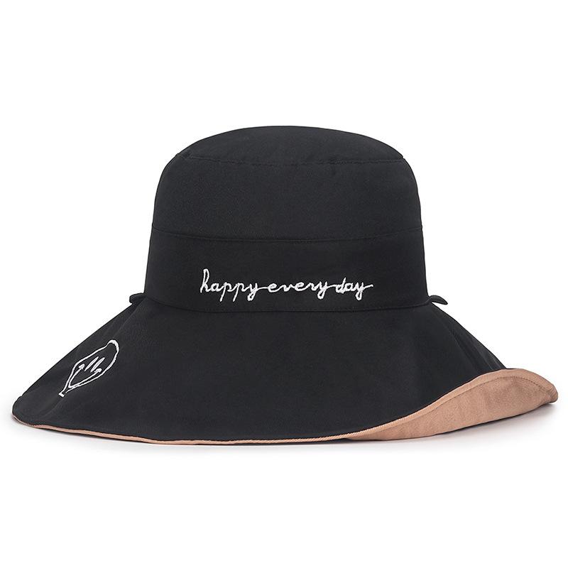 Spring and Summer Double-sided Wide-brimmed Embroidered Beach Hats, Women's Wide-brimmed Hats, Windproof Rope Sunshade Hats
