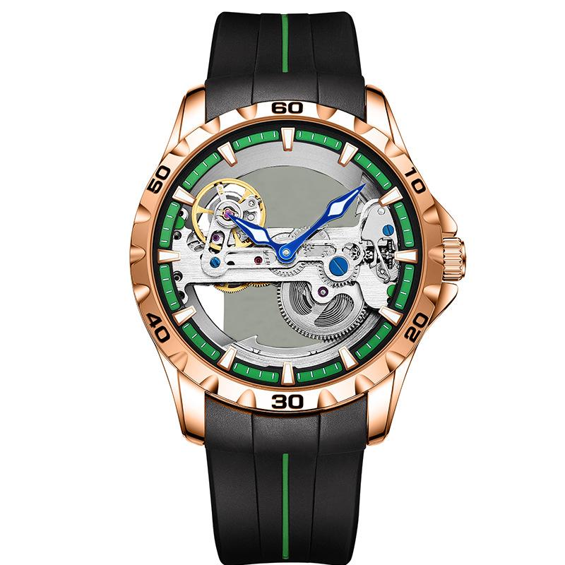 AILANG New Watch Automatic Mechanical Watch Hollow Men's Watch Silicone Tape Watch