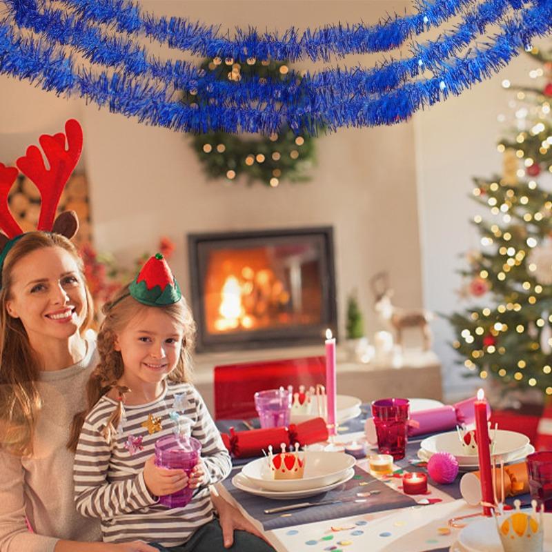 30/1,5M Weihnachts-Glitzer-Lametta-Girlande Bunt Stange Weihnachtsbaum Hängender Schmuck Frohe Weihnachten Dekoration für Zuhause 2024 Neujahr