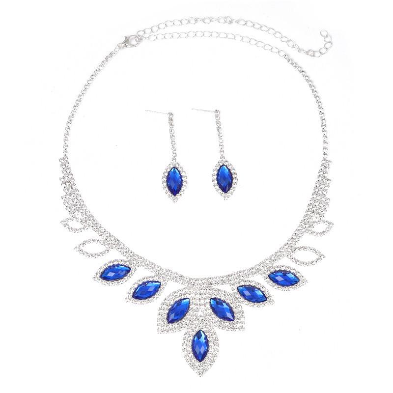 Exquisite Full Diamond Bridal Necklace & Earrings Set - High-Grade Wedding Accessories