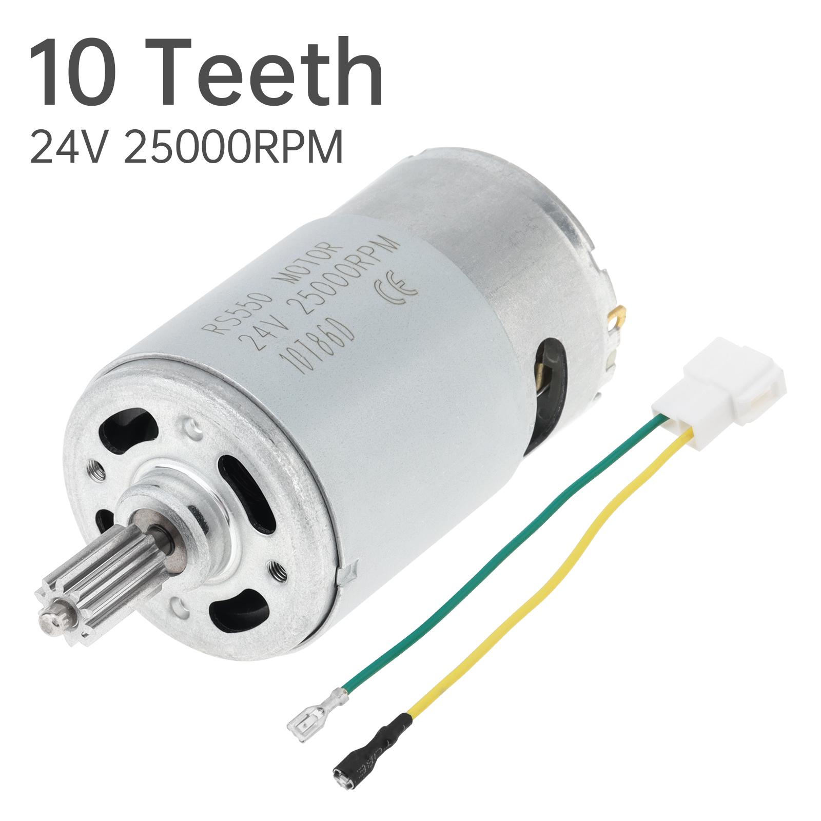 19 zubů RS550 DC motor 24V 25000RPM vysokorychlostní elektrický pohon náhrada pro vozidla na ježdění vylepšení s bezsvařovým drátem 10 Teeth