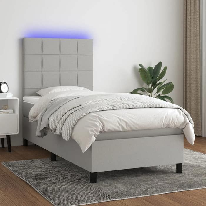 VidaXL Sommier à Lattes de Lit avec Matelas et LED, Lit Rembourré, Lit Simple, Lit Adulte de Chambre à Coucher Intérieur, 3134829