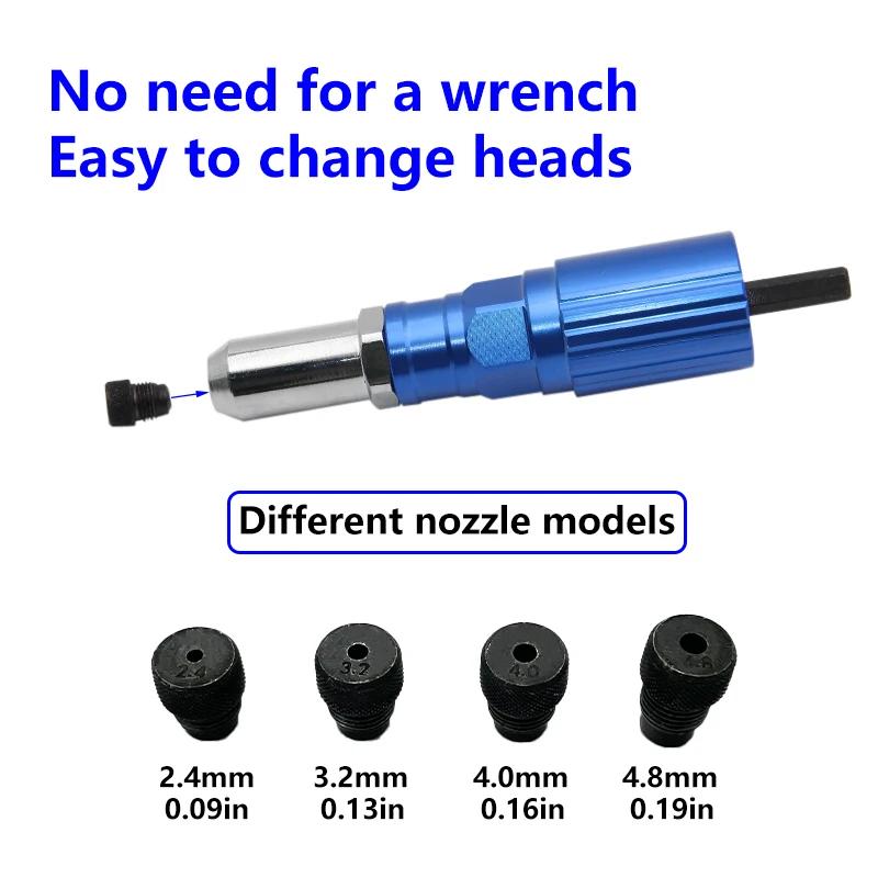 Electric Rivet Gun Conversion Set Aluminum Alloy Core Pulling Rivet Conversion Head Power Tool Accessories