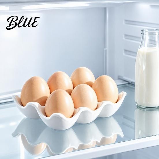 Egg Protector Tray Modern Kitchen Independent Grooves Tray 6 3D Printed Wavy Edge Holder Design