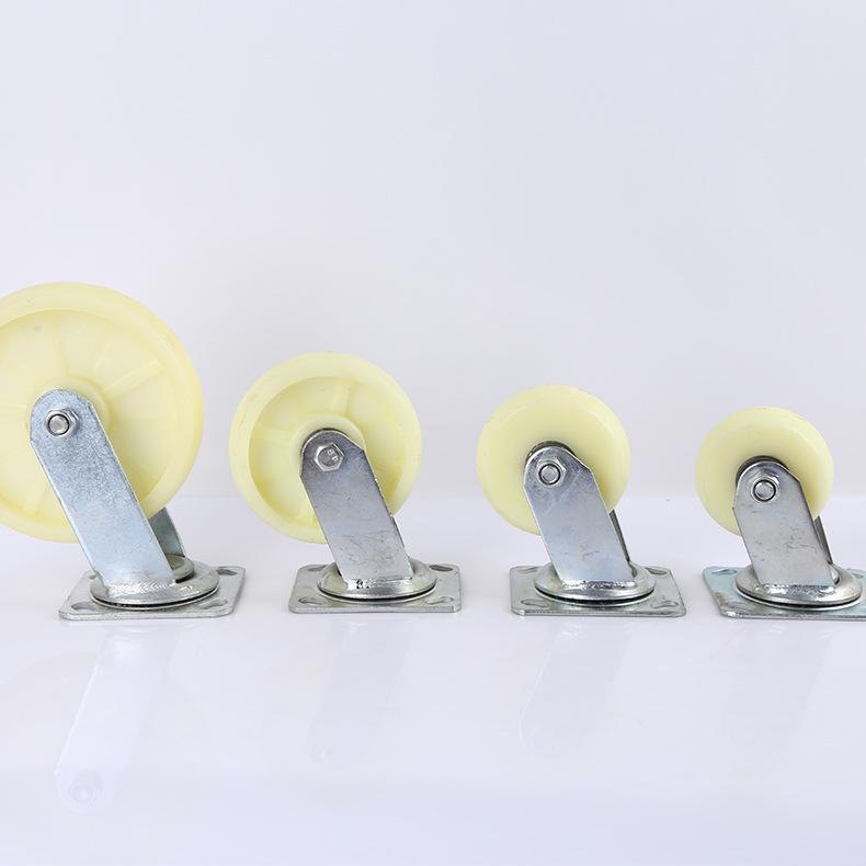 4" to 8" Heavy-Duty Nylon Casters - Double Bearing Swivel, Wear-Resistant Wheels for Trolleys