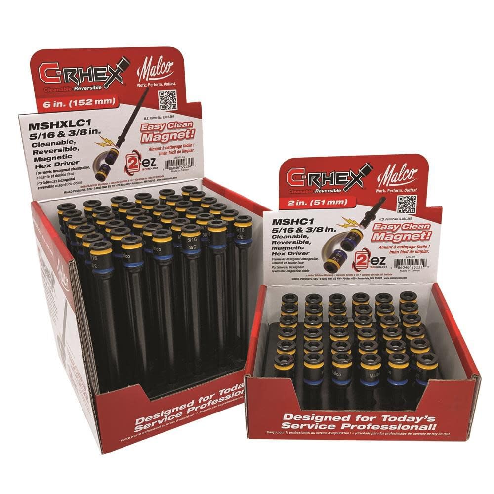 Marco x Șurubelniță hexagonală cu două fețe magnetică ușor de curățat MSHC1 5/16 & 3/8 2" ~ Curățabil, reversibil, -