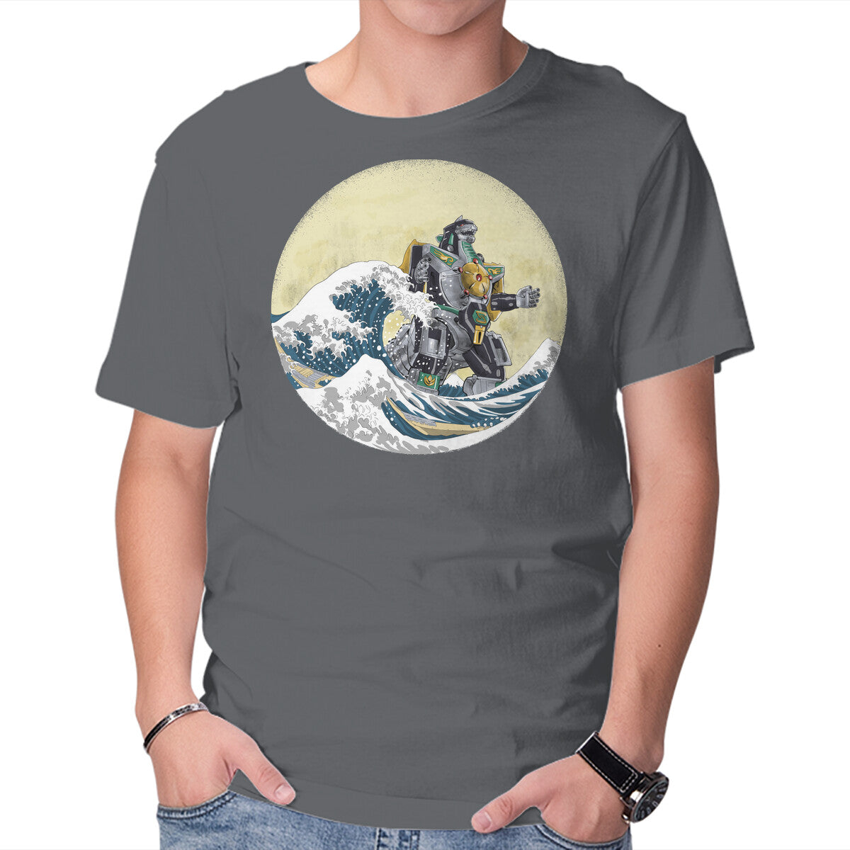 Unisex Crew Neck T-Shirt Dragon Wave Graphic Short Sleeve Casual Tee XXXXL