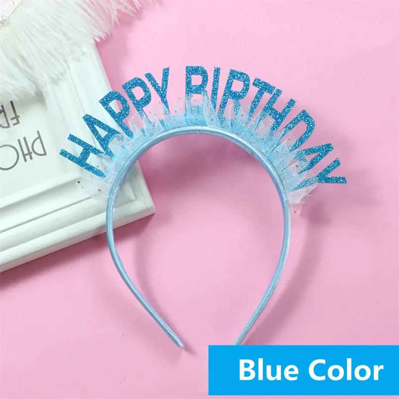 Glitter HAPPY BIRTHDAY Sequin Headband Birthday Decoration Birthday Party Decorations Kids Adult Girl Pink Silver Blue Headbands