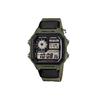 CASIO Small Block Quartz Movement Canvas Strap Watch Men's Watches Black Dial (Unisex) Japanese Korean Watches AE 1200WHB 3B