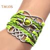 Braided Wrap Layered Faux Leather Bracelet Retro Multilayer Hearts Tower Cord Braided Wristband for Men Women