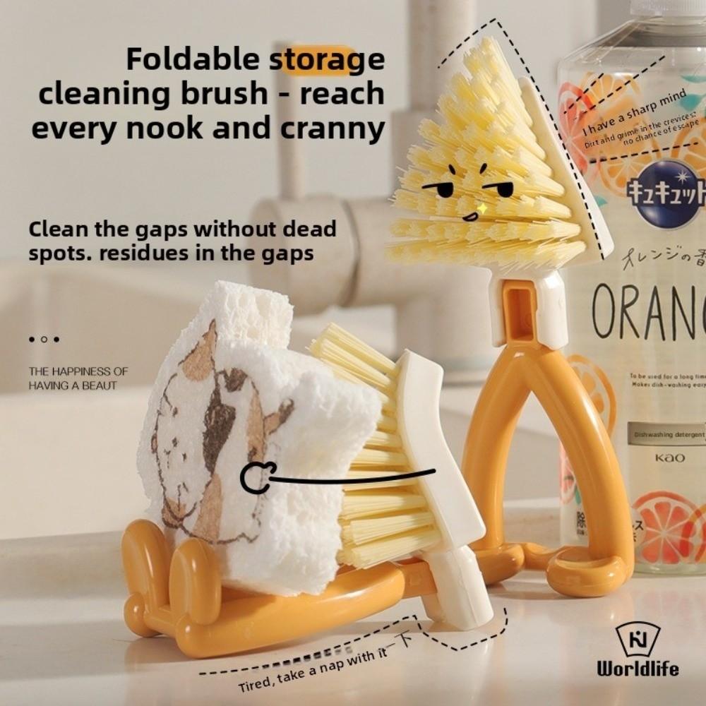 Short Handle Gap Cleaning Brush Foldable Corner Gap Brushs New No Dead Angle Stove Brush