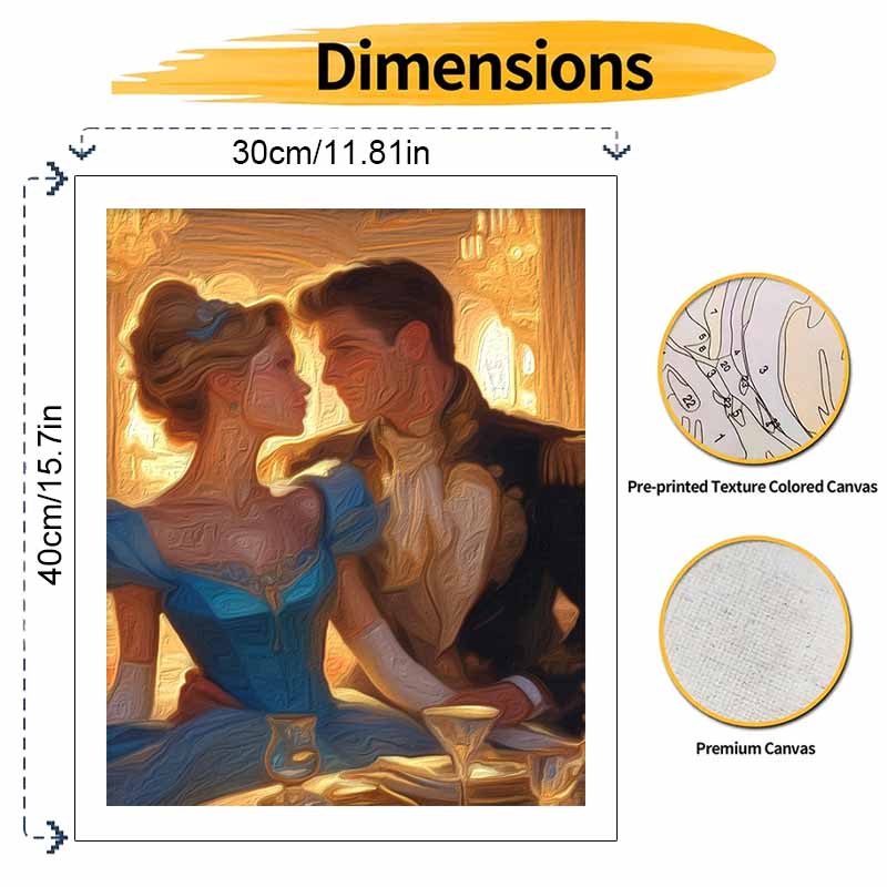 Disney oil painting Cinderella and Prince Charming painting art handmade diy painting home decoration gift