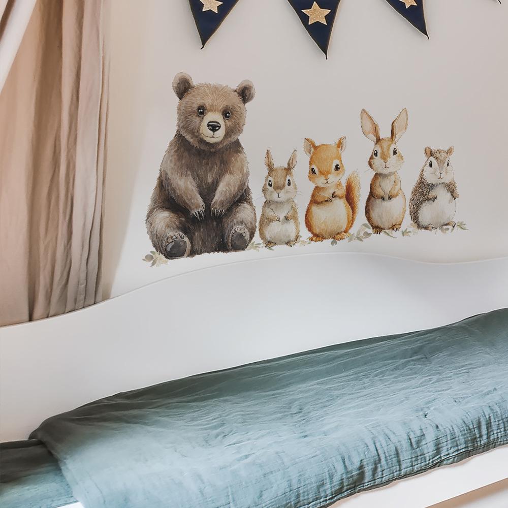 Cartoon Animal Set Self Adhesive Wall Sticker for Bedroom Living Room Entryway Decor