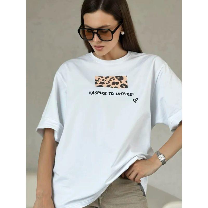 Loose Printed Cotton T-shirt Fashion Style New Arrival Loose Print Short Sleeve Cotton T-shirt Top