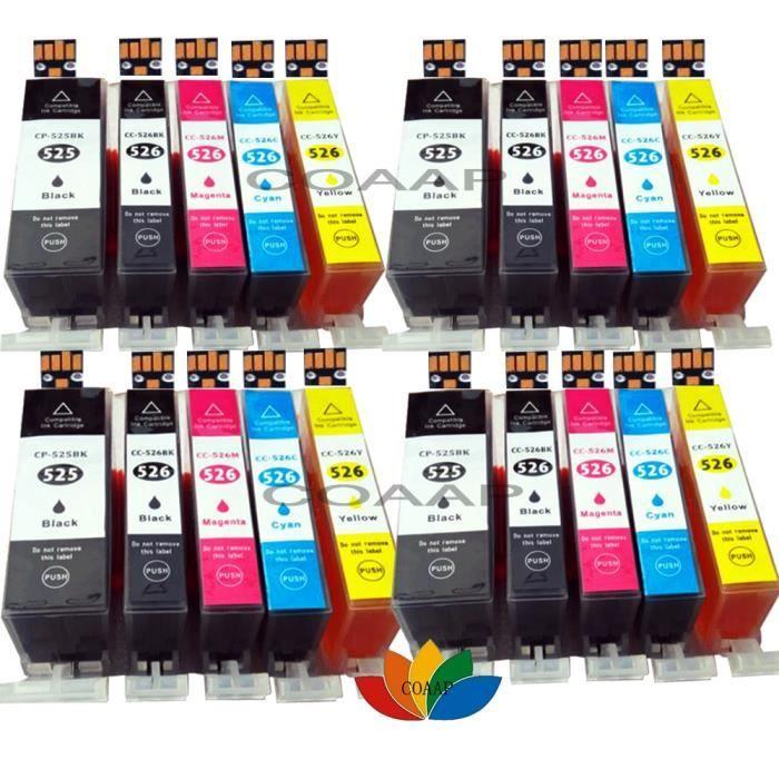 

20 Compatible Ink Cartridges CANON CLI 525 PGI 526 for Pixma printers MG5350 MG6100 MG6120 MG6150