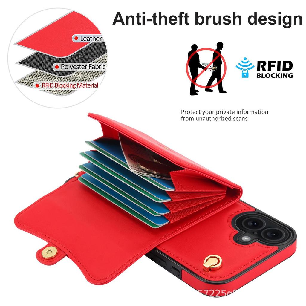 iPhone 17 Crossbody Wallet Case - Leather Protective Cover with Zipper Card Slot for Apple 16 Pro Max