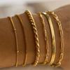 6 Pieces Waterproof 14K Gold Plated Stackable Bracelets for Women Dainty Cuban Link Paperclip Chain Jewelry Set