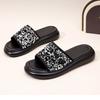 Flat-bottomed Soft-soled Slippers for Summer Wear 2025 New Sequined Fashion Medium Heel Versatile Beach Sandals Lazy Word