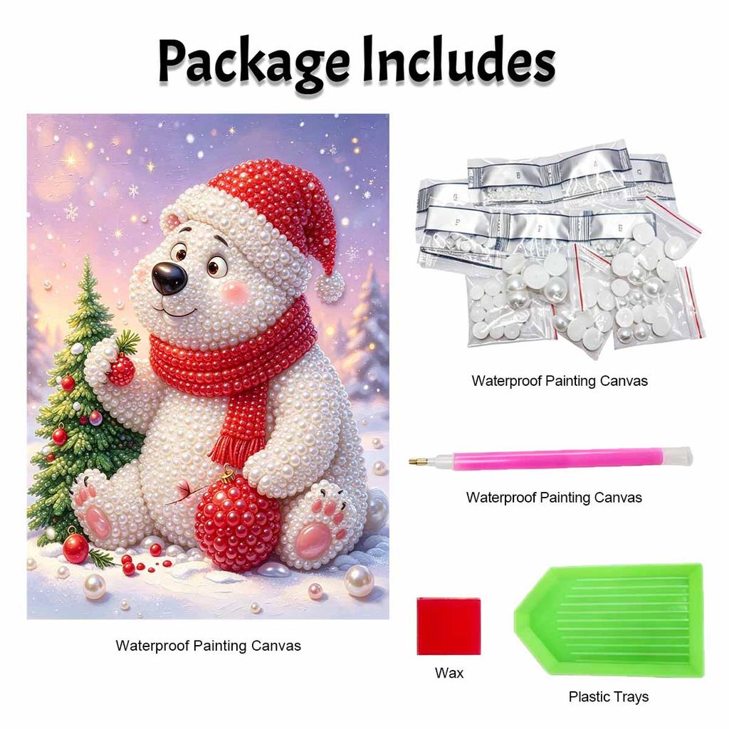 Christmas Pearl Painting Kit Handmade DIY Polar Bear And Tree Home Decoration Painting
